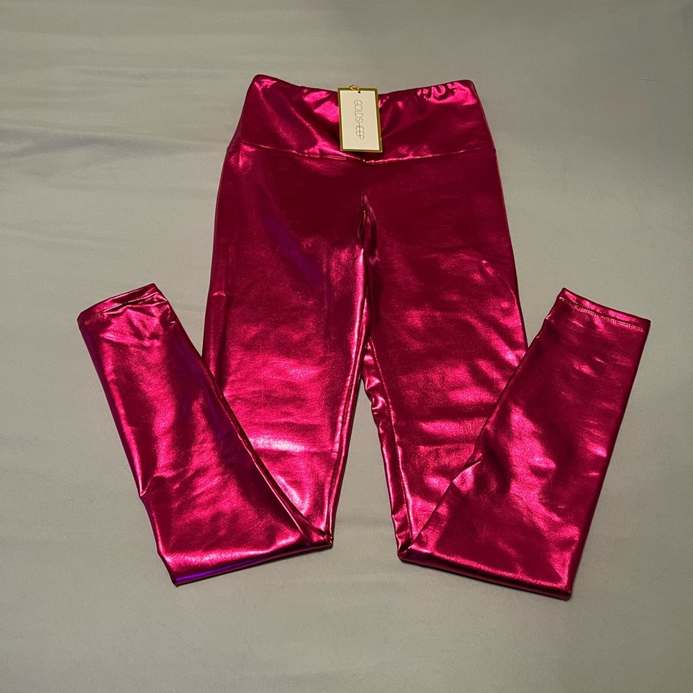Gold sheep Metallic pink leggings